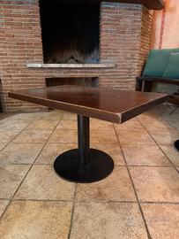 Tavolino basso 80x50 legno masselo e base in ghisa