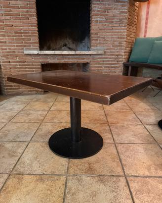 Tavolino basso 80x50 legno masselo e base in ghisa