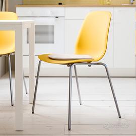 Set 4 sedie Ikea Leifarne gialle con cuscini