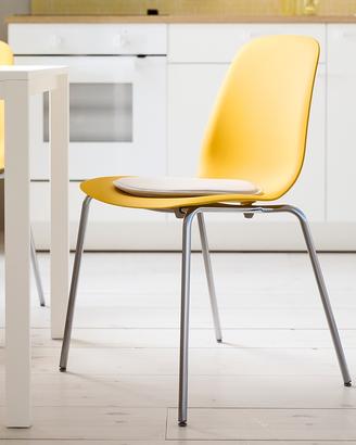Set 4 sedie Ikea Leifarne gialle con cuscini