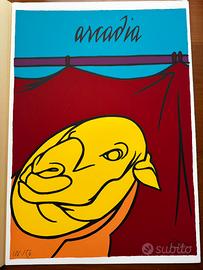 VALERIO ADAMI-Litografia "Arcadia"-1983–Firmata a