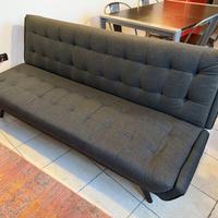 Divano letto clic-clac 3 posti grigio scuro