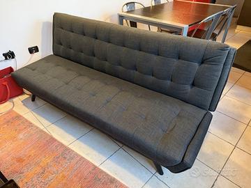 Divano letto clic-clac 3 posti grigio scuro
