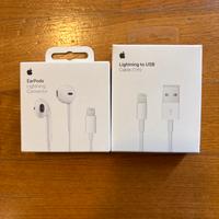 Apple nuovo cavo USB e cuffie