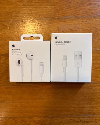 Apple nuovo cavo USB e cuffie