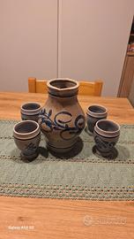Set brocca e 4 bicchieri in gres salato