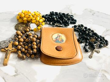 Rosari antichi con custodia in pelle