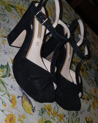 sandalo in vera pelle scamosciata  tacco 12