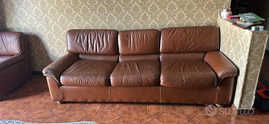 Divano letto + Poltrona in vera pelle