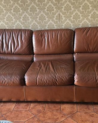 Divano letto + Poltrona in vera pelle