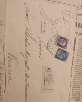 Busta viaggiata 1937 Padova – Venezia con francobo