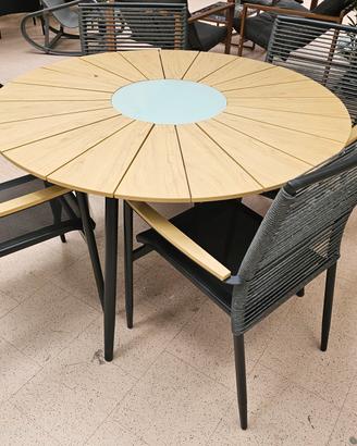 Tavolo Tondo Giardino da 120cm con 4 Sedie 