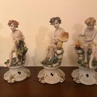 3 statuine in ceramica di Capo Di Monte