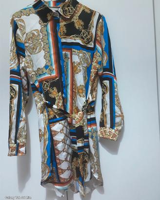 abito elegante a camicia  chemisier con spacco 