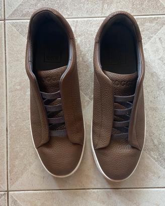 Scarpe sneakers uomo in pelle marrone Boggi