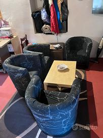 4 poltroncine in pelle con rivestimento aggiuntivo