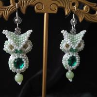 Orecchini handmade vintage gufo gemme aventurina