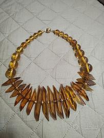 Collana Vintage in Lucite / Resina Ambrata anni 50