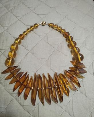 Collana Vintage in Lucite / Resina Ambrata anni 50