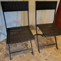 Set due sedie pieghevoli in Rattan e acciaio ottim