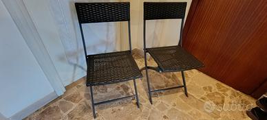 Set due sedie pieghevoli in Rattan e acciaio ottim