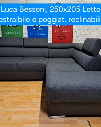Divano moderno angolare funz. letto e poggiatesta 