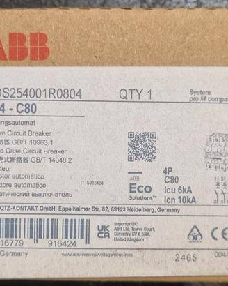 Interruttore Magnetotermico ABB S204-C80
