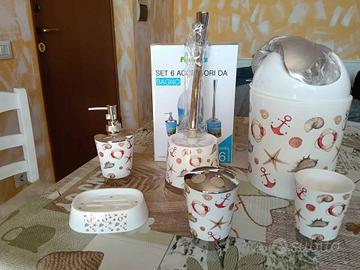 Set 6 accessori da bagno in pvc