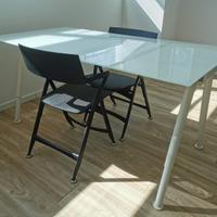 Tavolo vetro bianco 160x80cm altezza regolabile