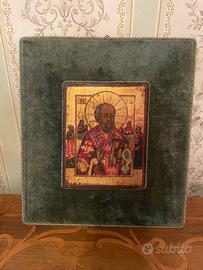 Antica Icona Ortodossa Dorata – San Nicola