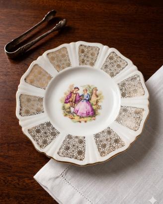 Piattino Vintage Porcellana Bavaria Rehau Oro