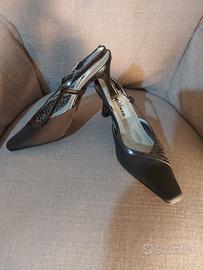 scarpe in pelle, tessuto  e perline