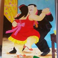Ballerini di Tango di F. Botero - Dipinto a mano