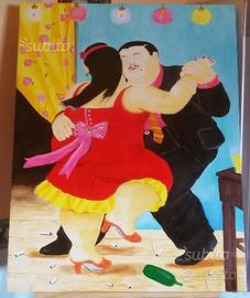 Ballerini di Tango di F. Botero - Dipinto a mano