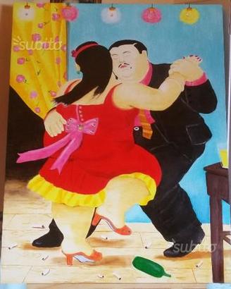 Ballerini di Tango di F. Botero - Dipinto a mano