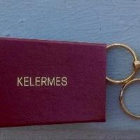 Portachiavi Kelermes in radica e acciaio dorato