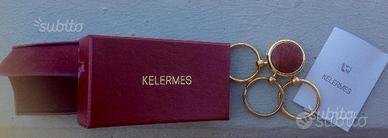 Portachiavi Kelermes in radica e acciaio dorato