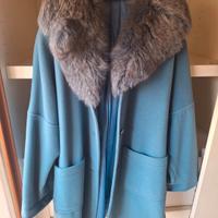 Giaccone azzurro in lana cashmere 