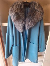 Giaccone azzurro in lana cashmere 