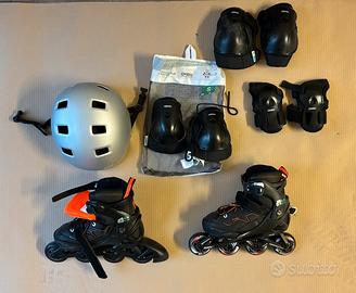 Set  pattini in linea bambino Oxelo + set protez