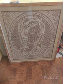 quadro madonna all'uncinetto 