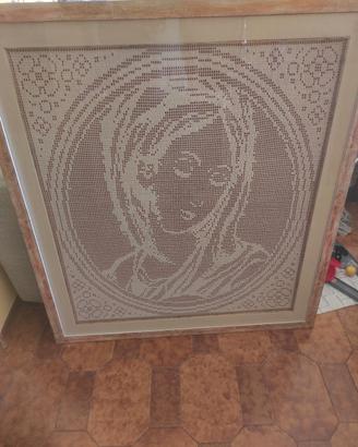 quadro madonna all'uncinetto 