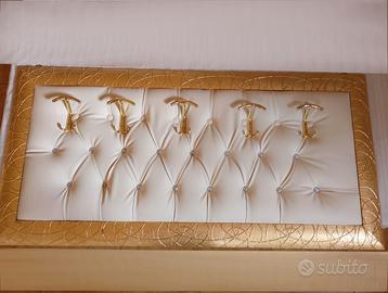 Appendiabiti capitonne' swarosky, cornice oro