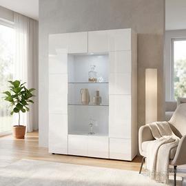 Vetrina Moderna 2 Ante Vetro Bianco 166 cm Salotto