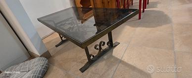 tavolo ferro battuto e vetro 