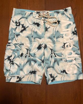 Costume da bagno azzurro bianco a fiori - Superdry