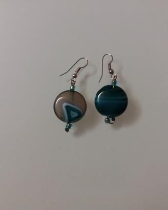 Orecchini donna lobo forato pietra verde grigio