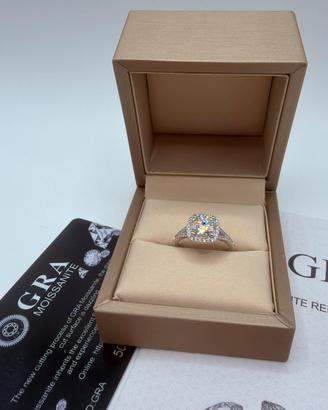 Anello Halo Moissanite Certificata 2 Ct