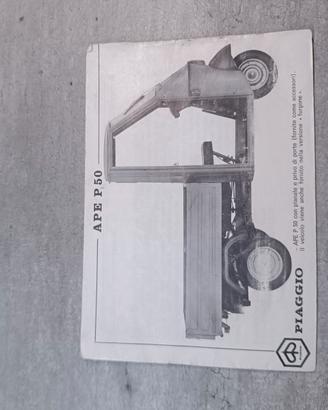 Libretto uso manutenzione Piaggio Ape tl3