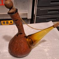 Bottiglia tipo Alambicco in vetro e pelle vera.